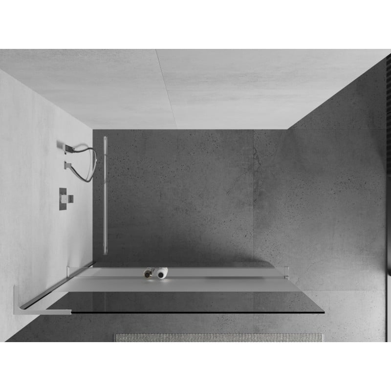Mexen Kioto+ L paroi de douche avec étagère Walk-in 100 x 200 cm, transparent/givré, chrome - 800-100-123-01-35