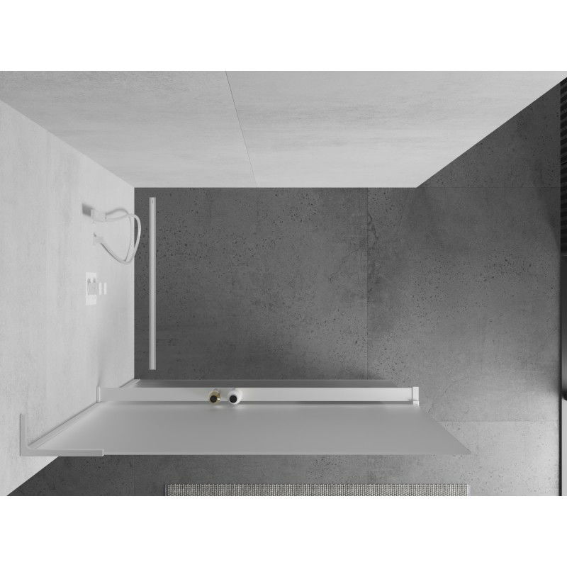 Mexen Kioto+ L paroi de douche avec étagère Walk-in 110 x 200 cm, givrée, blanche - 800-110-123-20-30