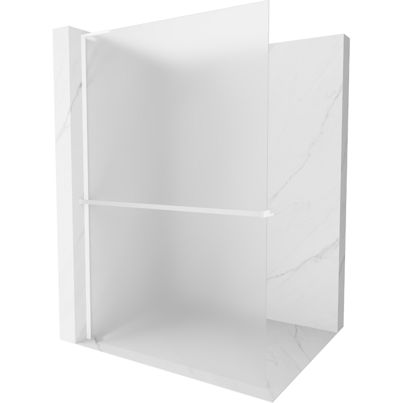 Mexen Kioto+ L paroi de douche avec étagère Walk-in 120 x 200 cm, givré, blanc - 800-120-123-20-30