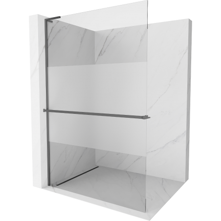 Mexen Kioto+ L paroi de douche avec étagère Walk-in 80 x 200 cm, transparent/verre dépoli, gun metal - 800-080-123-95-35
