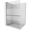 Mexen Kioto+ L paroi de douche avec étagère Walk-in 80 x 200 cm, transparent/verre dépoli, gun metal - 800-080-123-95-35
