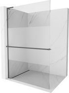 Mexen Kioto+ L Paroi de douche avec étagère Walk-in 100 x 200 cm, transparent/givré, métal canon - 800-100-123-95-35