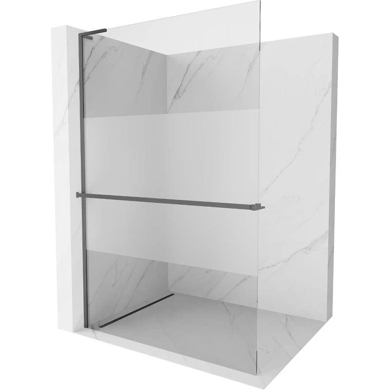 Mexen Kioto+ L paroi de douche avec étagère Walk-in 110 x 200 cm, transparent/embroisé, gun metal - 800-110-123-95-35