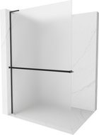 Mexen Kioto+ L paroi de douche avec étagère Walk-in 100 x 200 cm, givrée, noire - 800-100-123-70-30