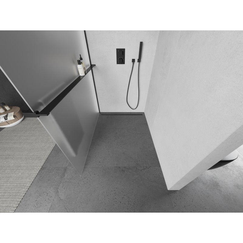 Mexen Kioto+ L paroi de douche avec étagère Walk-in 80 x 200 cm, dépoli, noir - 800-080-123-70-30
