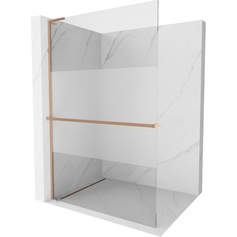 Mexen Kioto+ L paroi de douche avec étagère Walk-in 80 x 200 cm, transparent/givré, cuivre brossé - 800-080-123-65-35