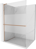 Mexen Kioto+ L paroi de douche avec étagère Walk-in 90 x 200 cm, transparent/verre dépoli, cuivre brossé - 800-090-123-65-35