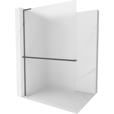 Mexen Kioto+ L paroi de douche avec étagère Walk-in 70 x 200 cm, verre givré, gris foncé brossé - 800-070-123-66-30