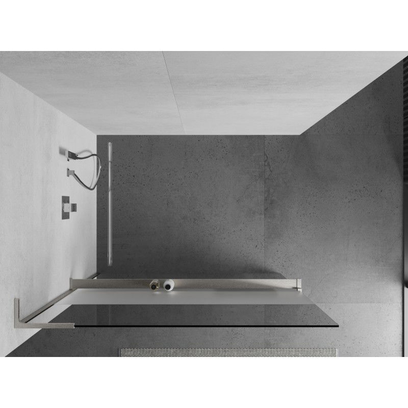 Mexen Kioto+ L paroi de douche avec étagère Walk-in 80 x 200 cm, transparent/givré, nickel brossé - 800-080-123-97-35
