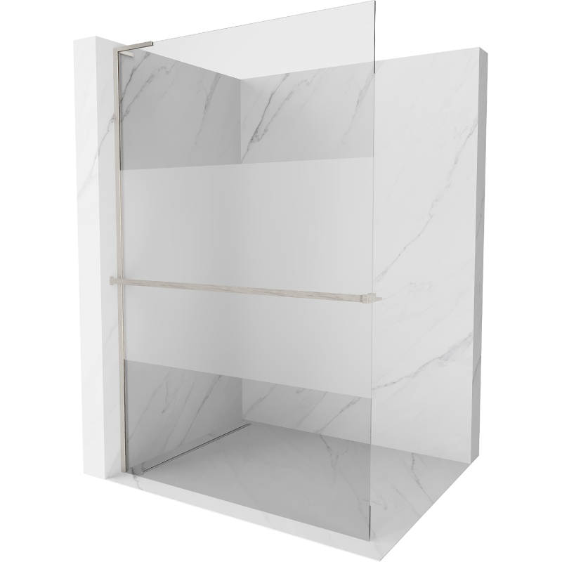 Mexen Kioto+ L paroi de douche avec étagère Walk-in 80 x 200 cm, transparent/opaque, nickel brossé - 800-080-123-97-35