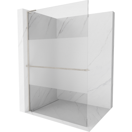 Mexen Kioto+ L paroi de douche avec étagère Walk-in 80 x 200 cm, transparent/opaque, nickel brossé - 800-080-123-97-35