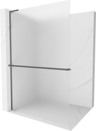 Mexen Kioto+ L panneau de douche avec étagère Walk-in 90 x 200 cm, dépoli, gun metal - 800-090-123-95-30