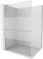 Mexen Kioto+ L paroi de douche avec étagère Walk-in 90 x 200 cm, transparent/opaque, nickel brossé - 800-090-123-97-35