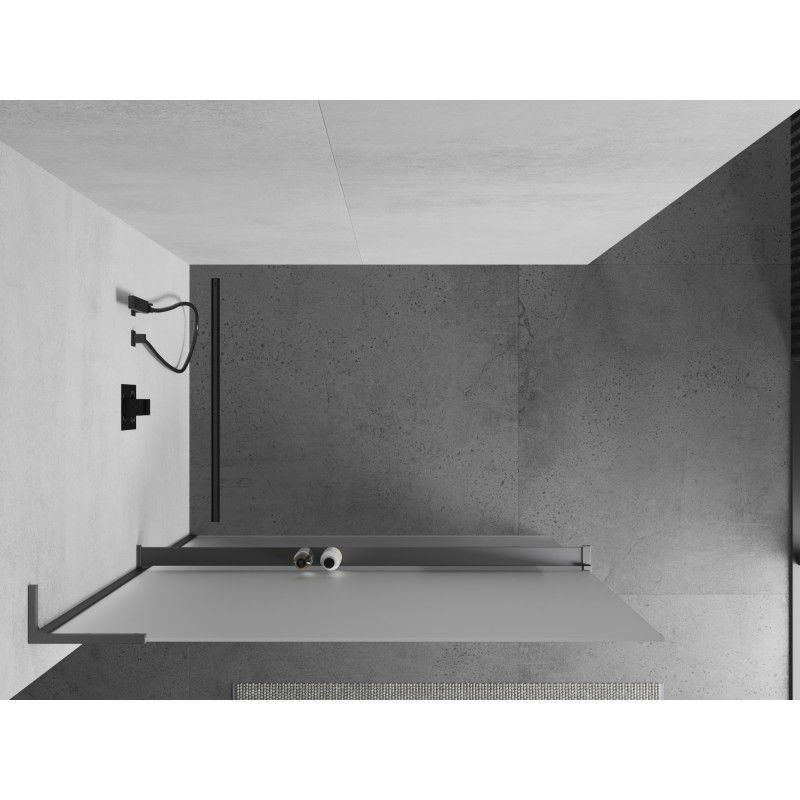 Mexen Kioto+ L paroi de douche avec étagère Walk-in 70 x 200 cm, givre, métal canon - 800-070-123-95-30
