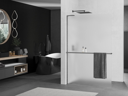 Mexen Kioto+ L paroi de douche avec étagère Walk-in 70 x 200 cm, givré, gun metal - 800-070-123-95-30