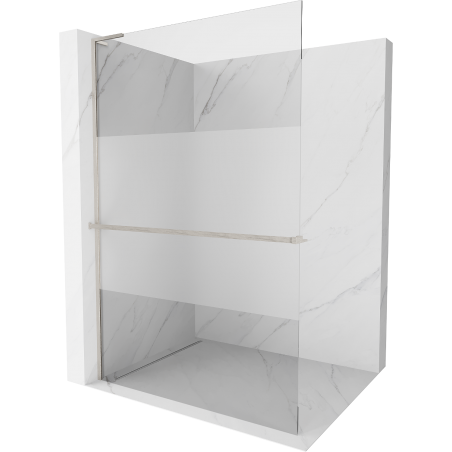 Mexen Kioto+ L paroi de douche avec étagère Walk-in 100 x 200 cm, transparent / givré, nickel brossé - 800-100-123-97-35