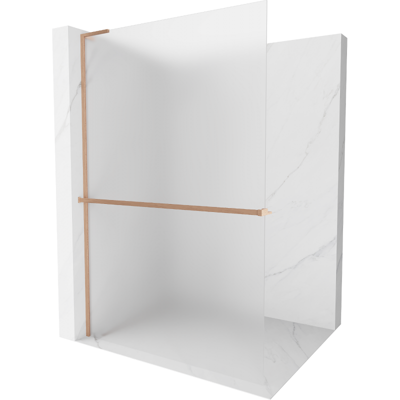 Mexen Kioto+ L paroi de douche avec étagère Walk-in 100 x 200 cm, verre dépoli, laiton brossé - 800-100-123-65-30
