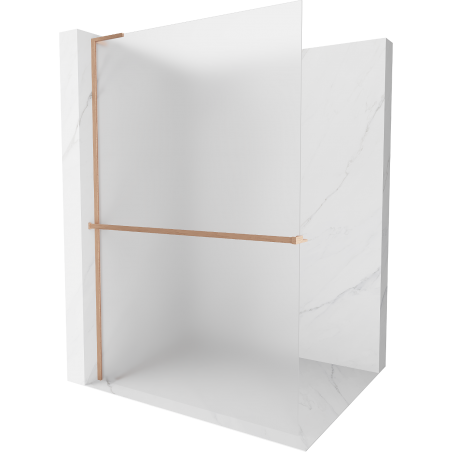 Mexen Kioto+ L paroi de douche avec étagère Walk-in 100 x 200 cm, verre dépoli, laiton brossé - 800-100-123-65-30