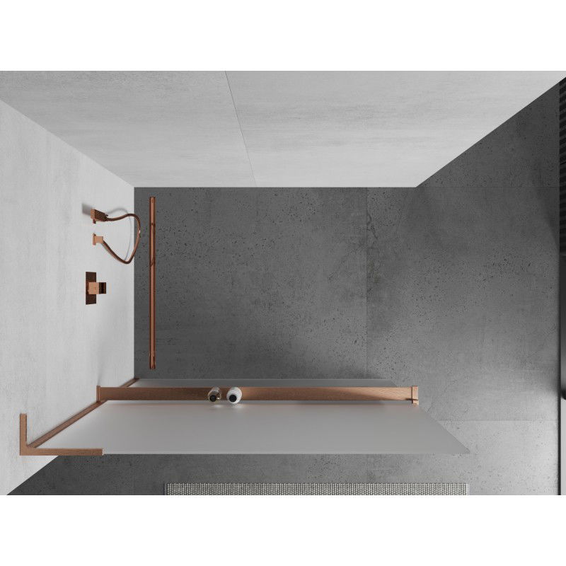 Mexen Kioto+ L paroi de douche avec étagère Walk-in 100 x 200 cm, givre, cuivre brossé - 800-100-123-65-30