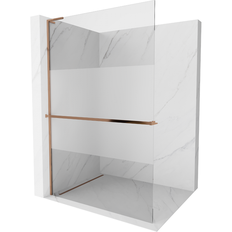 Mexen Kioto+ L paroi de douche avec étagère Walk-in 90 x 200 cm, transparent/givre, or rose - 800-090-123-60-35