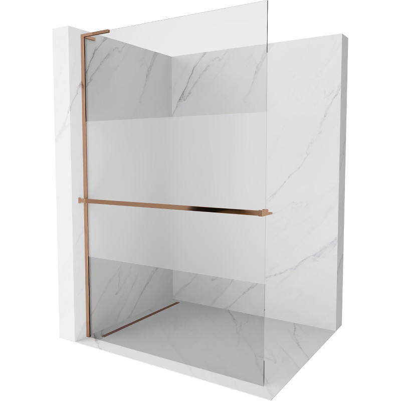 Mexen Kioto+ L Paroi de douche avec étagère Walk-in 110 x 200 cm, transparent/givré, or rose - 800-110-123-60-35