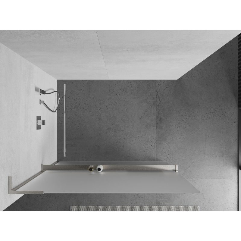 Mexen Kioto+ L Paroi de douche avec étagère Walk-in 110 x 200 cm, dépoli, nickel brossé - 800-110-123-97-30