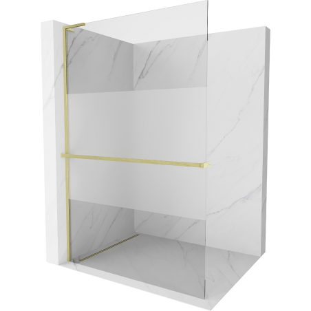 Mexen Kioto+ L paroi de douche avec étagère Walk-in 70 x 200 cm, transparent/filtré, finition dorée - 800-070-123-55-35