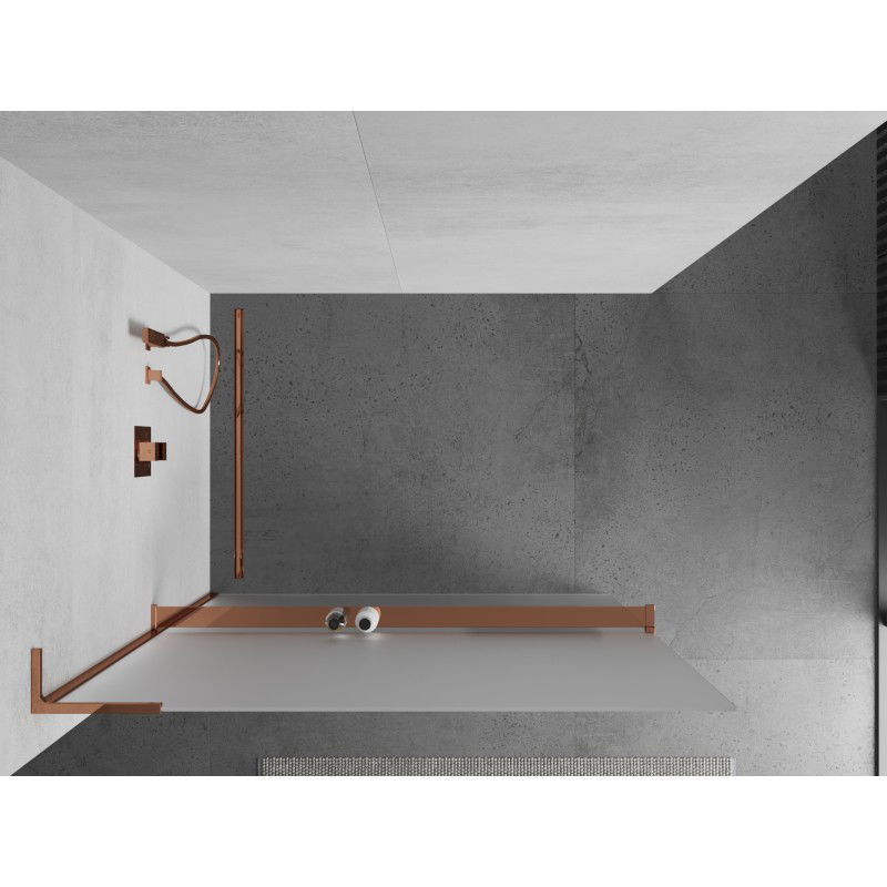 Mexen Kioto+ L paroi de douche avec étagère Walk-in 80 x 200 cm, givrée, or rose - 800-080-123-60-30