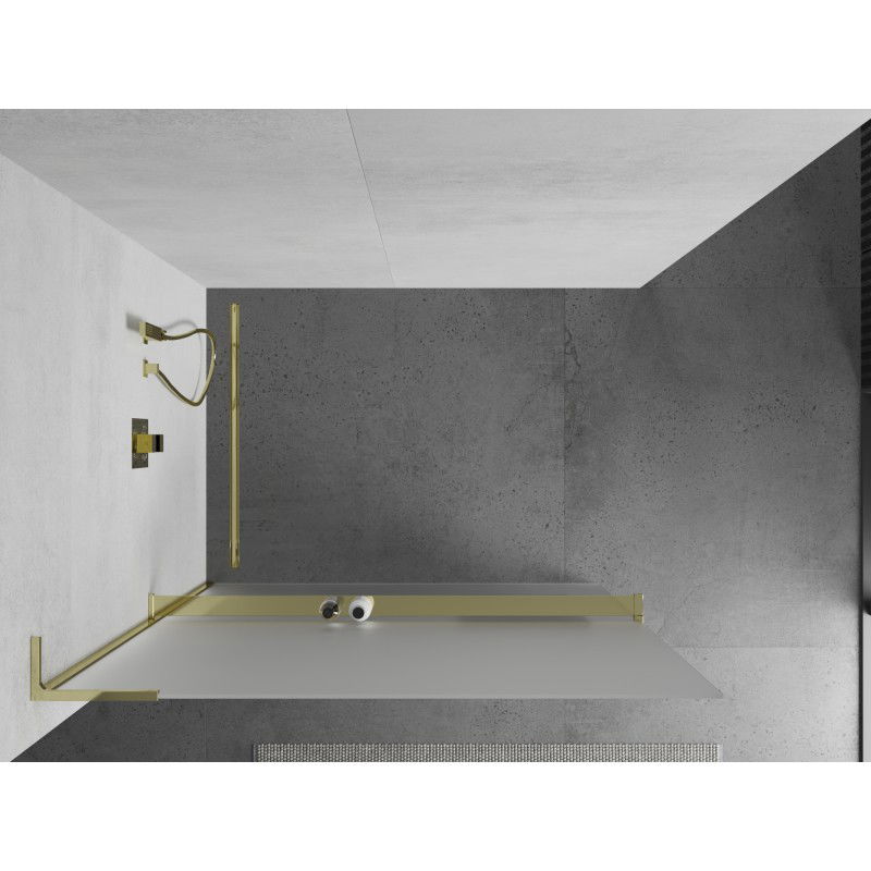 Mexen Kioto+ L paroi de douche avec étagère Walk-in 70 x 200 cm, givre, or - 800-070-123-50-30