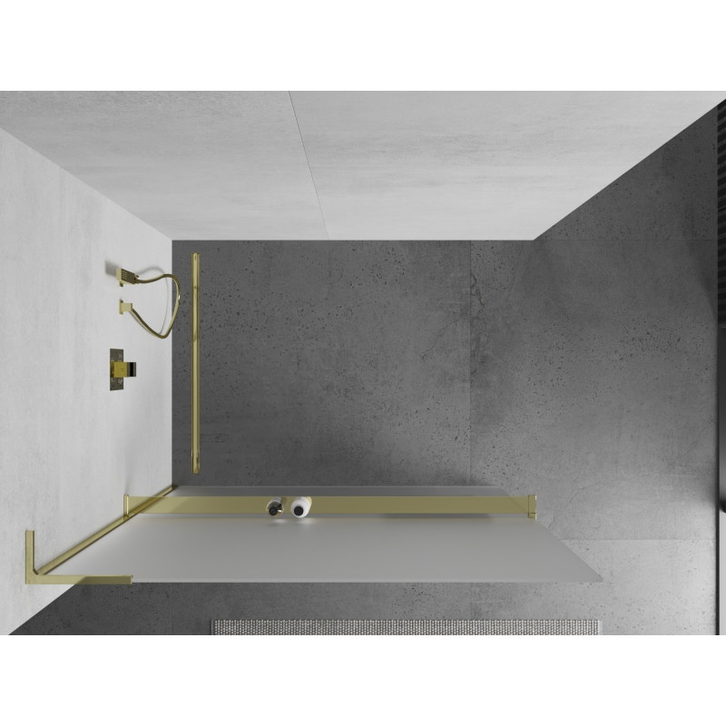 Mexen Kioto+ L paroi de douche avec étagère Walk-in 80 x 200 cm, givré, or - 800-080-123-50-30