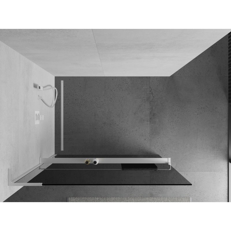 Mexen Kioto+ L paroi de douche avec étagère Walk-in 110 x 200 cm, graphite, blanc - 800-110-123-20-40