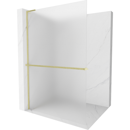 Mexen Kioto+ L paroi de douche avec étagère Walk-in 70 x 200 cm, verres dépoli, finition dorée - 800-070-123-55-30