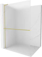 Mexen Kioto+ L paroi de douche avec étagère Walk-in 70 x 200 cm, verres dépoli, finition dorée - 800-070-123-55-30