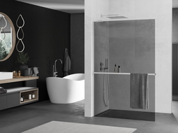 Mexen Kioto+ L panneau de douche avec étagère Walk-in 100 x 200 cm, graphite, chrome - 800-100-123-01-40