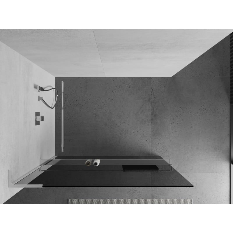 Mexen Kioto+ L panneau de douche avec étagère Walk-in 100 x 200 cm, graphite, chrome - 800-100-123-01-40