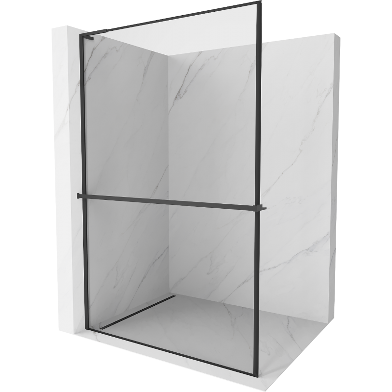 Mexen Kioto+ L paroi de douche avec étagère Walk-in 90 x 200 cm, cadre noir, noir - 800-090-123-70-70