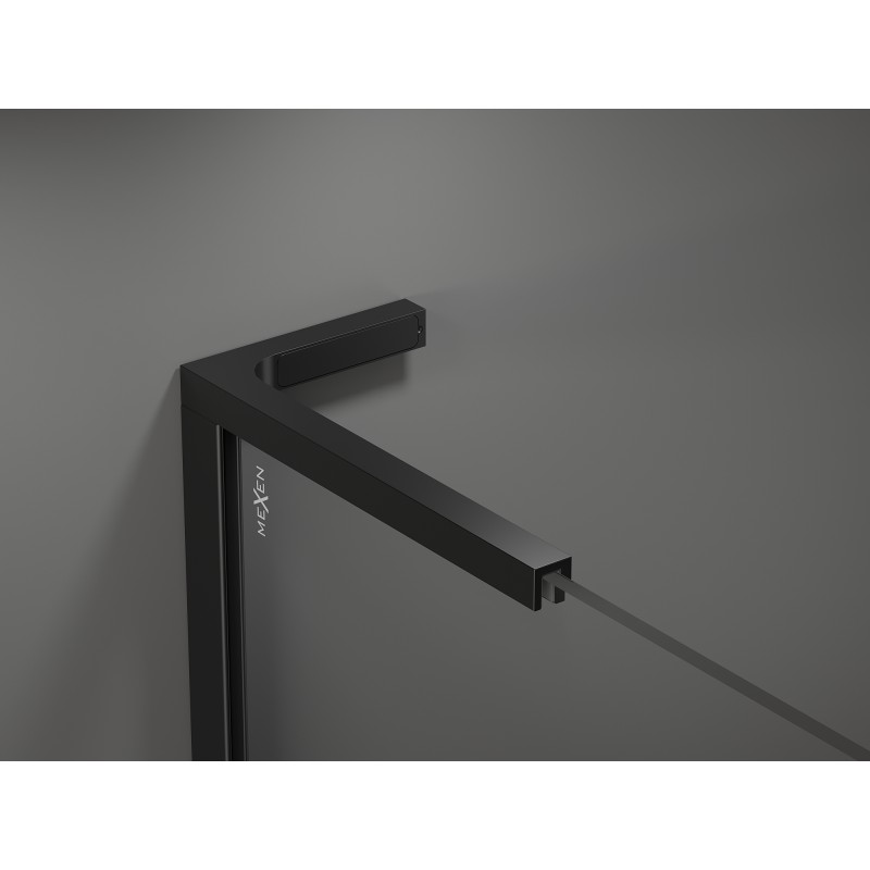 Mexen Kioto+ L paroi de douche avec étagère Walk-in 60 x 200 cm, cadre noir, noir - 800-060-123-70-70