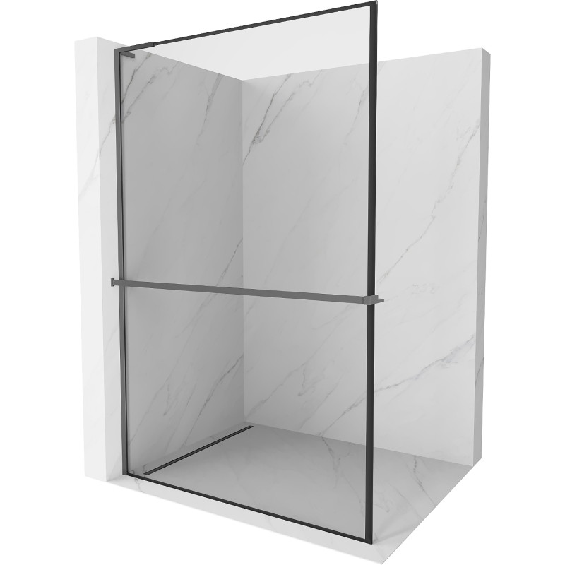 Mexen Kioto+ L paroi de douche avec étagère Walk-in 120 x 200 cm, cadre noir, gun metal - 800-120-123-95-70
