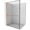 Mexen Kioto+ L paroi de douche avec étagère Walk-in 80 x 200 cm, motif noir, laiton brossé - 800-080-123-65-70