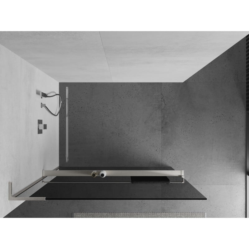 Mexen Kioto+ L paroi de douche avec étagère Walk-in 70 x 200 cm, graphite, nickel brossé - 800-070-123-97-40