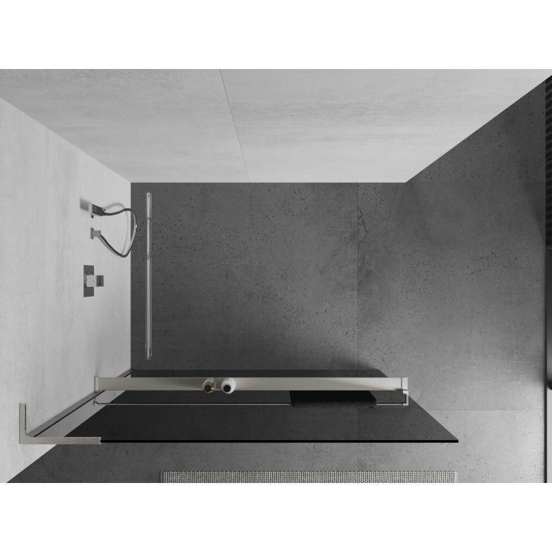 Mexen Kioto+ L paroi de douche avec étagère Walk-in 110 x 200 cm, graphit, nickel brossé - 800-110-123-97-40