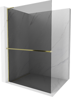 Mexen Kioto+ L paroi de douche avec étagère Walk-in 110 x 200 cm, graphite, doré - 800-110-123-50-40