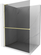 Mexen Kioto+ L paroi de douche avec étagère Walk-in 80 x 200 cm, graphite, doré brossé - 800-080-123-55-40