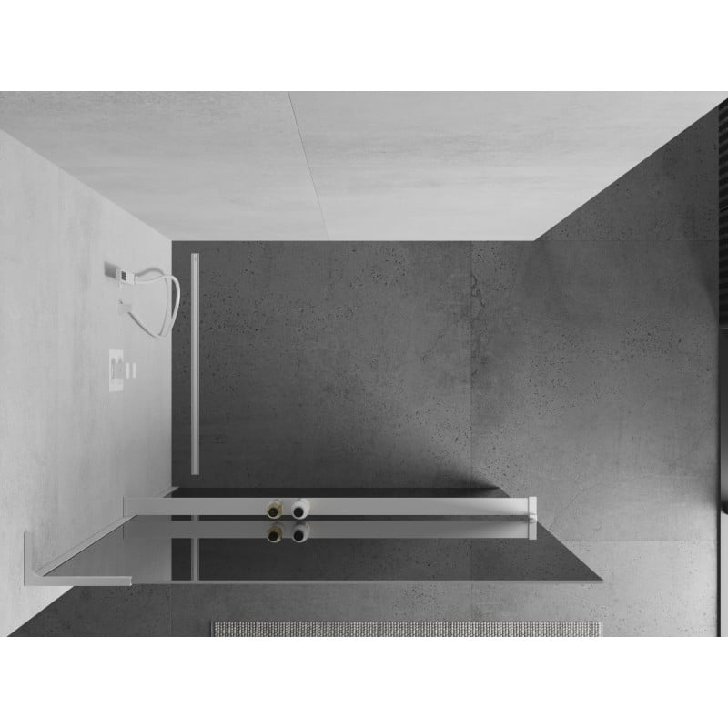Mexen Kioto+ L paroi de douche avec étagère Walk-in 90 x 200 cm, miroir, blanc - 800-090-123-20-50
