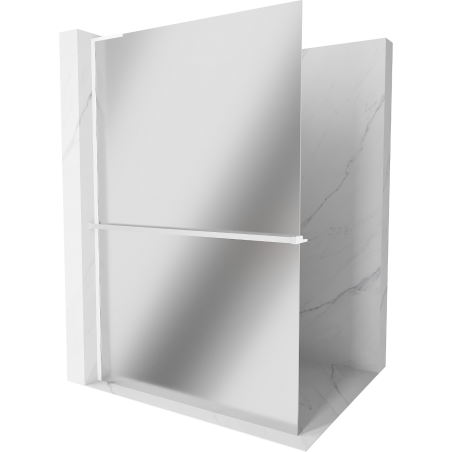 Mexen Kioto+ L paroi de douche avec étagère Walk-in 100 x 200 cm, miroir, blanc - 800-100-123-20-50