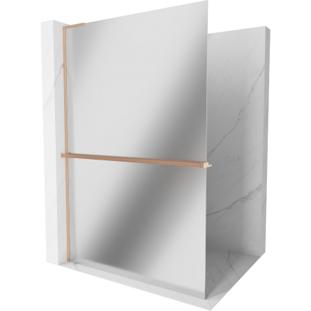 Mexen Kioto+ L paroi de douche avec étagère Walk-in 70 x 200 cm, miroir, laiton brossé - 800-070-123-65-50