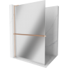 Mexen Kioto+ L paroi de douche avec étagère Walk-in 70 x 200 cm, miroir, laiton brossé - 800-070-123-65-50