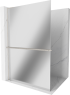 Mexen Kioto+ L paroi de douche avec étagère Walk-in 70 x 200 cm, miroir, nickel brossé - 800-070-123-97-50