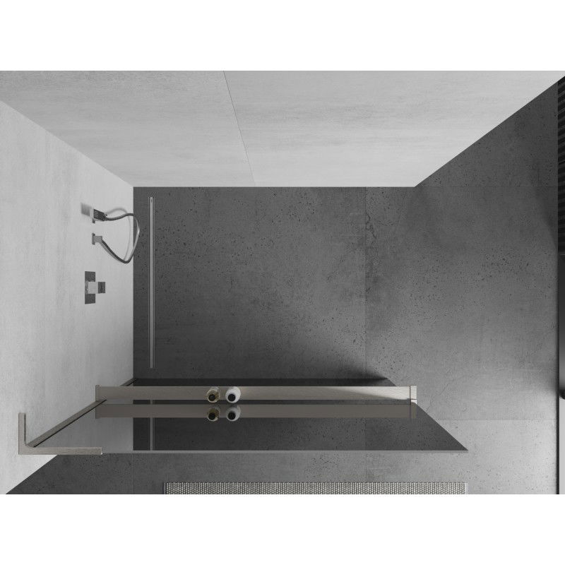 Mexen Kioto+ L Cloison de douche avec étagère Walk-in 80 x 200 cm, miroir, nickel brossé - 800-080-123-97-50