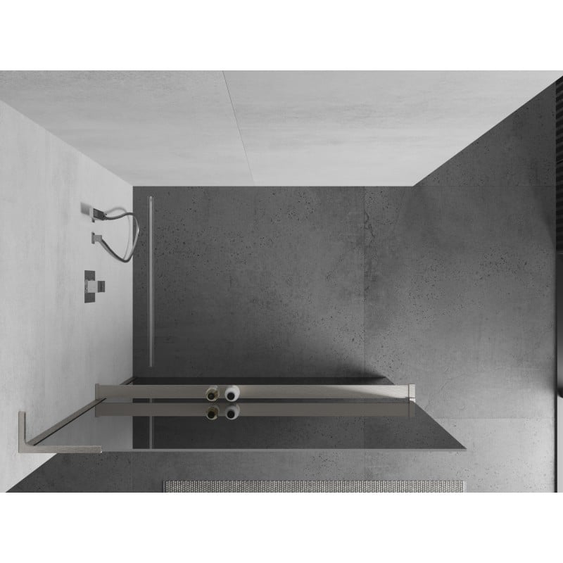Mexen Kioto+ L paroi de douche avec étagère Walk-in 110 x 200 cm, miroir, nickel brossé - 800-110-123-97-50